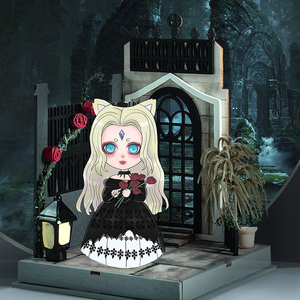 KnowMe-Mini rompecabezas de madera ensamblado de la serie <span class=keywords><strong>Lolita</strong></span> Dark, placa de pie reemplazable hecha a mano, casa de muñecas en miniatura de madera - Product Image 2