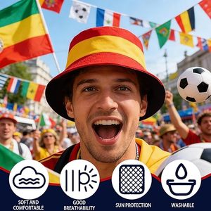 Spain 2026 World Soccer Flag Camouflage Printed Denim <b>Bucket</b> <b>Hat</b> for Men and Women Party Use - Product Image 4
