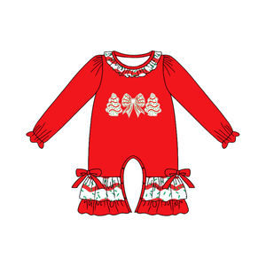 Pré-vente arbres de Noël tarte imprimer petites filles 2 pièces tenues bébé bulle barboteuse en gros nouvelle <span class=keywords><strong>soeur</strong></span> vêtements pour enfants - Product Image 3