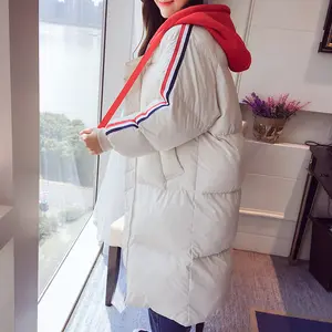 Jaqueta de inverno feminina, casaco coreano chique longo, solto, grosso, quente, de parka, de algodão, puffer, acolchoado, nova roupa 2022
