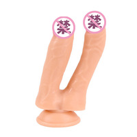Dildo de Doble Cabeza en Forma de U, Realista, de Silicona Suave, YFN-DH007, 0.31 kg, para Estimulación del Clítoris y Masturbación Femenina