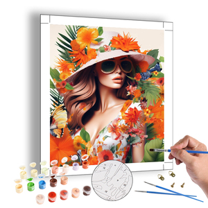 Dipinto a Numeri per Adulti, Ragazza Estiva in Stile Moderno, Ritratto Personalizzato Fai-da-Te <span class=keywords><strong>con</strong></span> Pennelli e Colori <span class=keywords><strong>Acrilici</strong></span> - Product Image 1