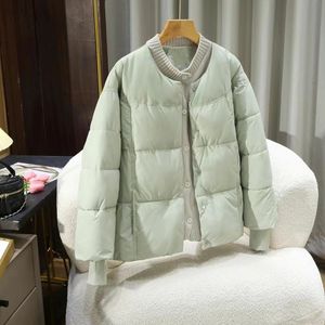 Parkas simples pour femmes de bureau, deux pièces, patchwork, court, pull femme, fin, chaud, tout-aller - Product Image 2