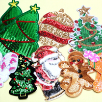 Patch de Noël Adorable en Paillettes Motif Bonhomme de Neige et Pain d'Épices, à Thermocoller, Accessoires Artisanaux pour Chapeaux et Sacs