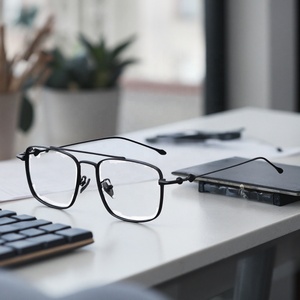 Ultra-Léger Titane Optique Hommes Unisexe Simple Carré Étoile Conception Noir Pliable Temple Mince Vieux Argent Lecture Rectangle - Product Image 4