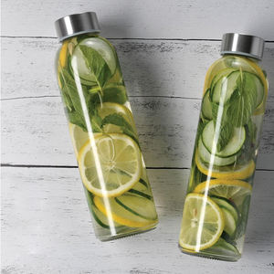 Échantillon gratuit 350ml 500ml 16oz 700ml 1l Bouteille d'eau transparente en verre à haute teneur en borosilicate avec couvercle en acier inoxydable-<span class=keywords><strong>Acheter</strong></span> - Product Image 3