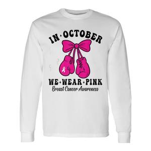 En octobre, nous portons un t-shirt rose à manches longues pour la sensibilisation au cancer du sein - Product Image 1