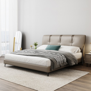 Lit rembourré de style italien 1,8/1,5 m, lit moderne minimaliste en cuir avec rangement, lit double pour chambre principale - Product Image 2