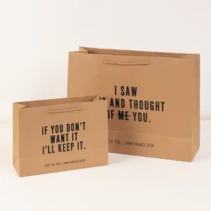 Wholesale Recycled Brown Kraft Paper Bags With Handle Custom Kraft Paper Shopping Bag With Your Own Logo