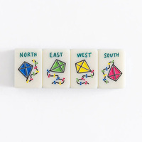 Set Mahjong Amerika untuk Liburan Musim Panas, Tekstur Gelombang Laut, Ubin Mahjong Akrilik, Pola Pesta Pantai yang Digambar Tangan