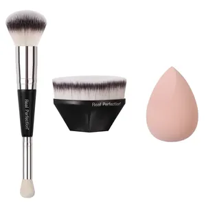 Set di strumenti per il trucco spazzola per make up spugna Kabuki Set 3 pezzi per costruire tutti i Makeup