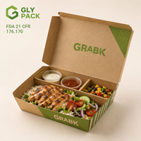 Boîte à lunch jetable personnalisée en papier kraft avec 1/2/3/4/5 compartiments, contenants alimentaires de qualité pour repas, salades et plats à emporter