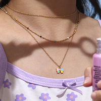 Juego de Joyería Infantil de Acero Inoxidable con Cuentas de Concha Esmaltadas, Collar con Lazo, Pulsera, Anillo y Aretes