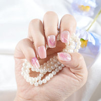 Nouvelles capsules d'ongles à presser, motif étoile carrée courte, couleur blush, douces, élégantes et pré-dessinées pour les doigts