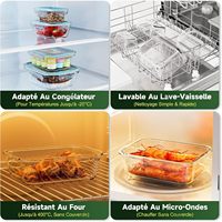 4-delige Borosilicaat glazen voedselcontainers met deksels, waterdicht & stapelbaar, geschikt voor vriezer, oven & magnetron