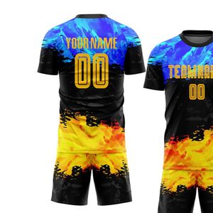 Ensemble de maillot de football multicolore à manches courtes, respirant, à séchage rapide, uniforme d'entraînement pour hommes, chemise et short - Product Image 3