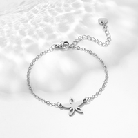 Nouvelles idées de produits : Bracelet minimaliste en acier inoxydable étanche avec motif floral, bracelet chaîne polyvalent et tendance, vente en gros