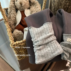 Tongxingyuan Girls Fleece <b>Lined</b> Thick Gray Leggings Autumn Winter Warm Baby <b>Pants</b> Straight Fit Cotton Solid Color - Product Image 3