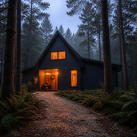 Cabane de luxe moderne en forme de A, préfabriquée, structure en bois et acier, maison triangulaire pour complexe de glamping