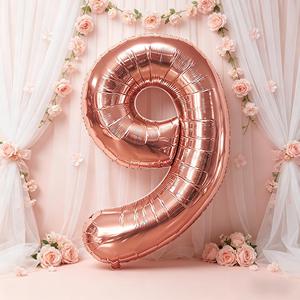 Party Love Crafted with a metallic foil material that delivers a luxurious Balloon Number 9 Rose Gold 100cm Party Decoration - Product Image 5