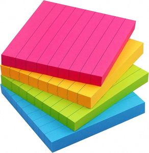 3x3 Inch Super Sticky Self-Adhesive Notes Lined <b>Pads</b> in Bright Colors 100 Sheets/<b>Pad</b> for Home Office School Use - Product Image 4