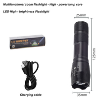 Lampe torche tactique à zoom 1000 lumens, lampe torche LED, corps en aluminium étanche, rechargeable par USB, faisceau réglable pour le camping et la plongée