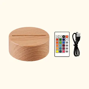 Holz wie 3d LED Light Base 16 Farben Fernbedienung Lampen sockel