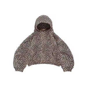 Özelleştirilebilir kazak All-Over <span class=keywords><strong>3D</strong></span> çita leopar baskı 500 Gsm kalın 100 yüzde boy Unisex Hoodie ile çekin kaput - Product Image 1