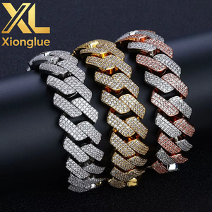 20mm Rose Gold Silver Plated <b>Copper</b> Alloy Cuban Link Claw Setting Hip Hop Iced Diamond <b>Bracelet</b> Necklace Fine Jewelry Men Women - Product Image 4