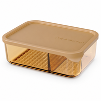 Boîte alimentaire en verre ambré, compatible micro-ondes, avec couvercle, pour les employés de bureau, bol bento avec compartiments