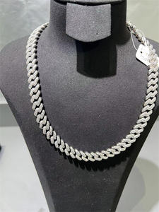 Collar de Cadena Cubana Unisex de Plata de Ley de 16 Pulgadas con Moissanita VVS de 12 mm, en Oferta - Product Image 5