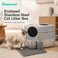 Bac à litière pour chat XL intelligent et fermé en acier inoxydable de grande capacité avec pelle de nettoyage facile de 96 L – Accessoire ménager