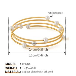 ทำด้วยมือ18K ชุบทองหลายโทนไข่มุกน้ำจืดกำไลข้อมือมินิมอลแบบเปิดสร้อยข้อมือเครื่องประดับหรูหราของขวัญสำหรับสุภาพสตรี - Product Image 4