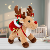 Boneka Rusa Natal Bordir, Mainan Rusa Isi Dakron, Hadiah untuk Anak-anak 31cm-50cm, Kado Natal, Poliester Kapas PP