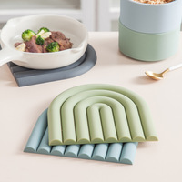 Sous-plat en silicone pour pot et bol, isolation thermique, cercle moderne minimaliste, sous-plat de table arc-en-ciel