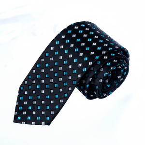 Exve Exclusive Turquoise Checkered on Black Corbata de origen pavo hecha a mano - Product Image 2