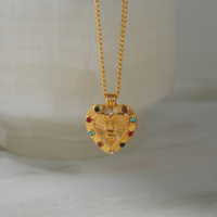 MYNECK 2027 Nouveauté Bijoux Tendance Plaqué Or 18 carats Acier Inoxydable PVD Vintage Tendance Estivale Pendentif Cœur Serpent Collier Couple