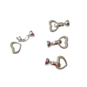 Высококачественная фурнитура для ювелирных изделий из серебра 925 пробы с позолотой 18 К, застежка в форме сердца, 21x13 мм, оптовая продажа металлических застежек для шнура, застежка для ожерелья
