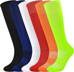 Calzini da calcio per ragazzi calzini da calcio 6 paia ragazze calzini alti al ginocchio Baseball Softball sport per bambini giovani uomini donne - Product Image 1