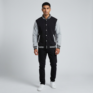 Custom Blank Men's Unisex Varsity Jacket Stand Collar Front Logo Patchwork Sport <b>Coat</b> - Product Image 1