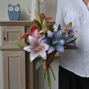 Flores Artificiales de Lirio Impresas en 3D de 30cm-100cm, Flor de Seda para Decoración de Bodas y Hogar - Product Image 1