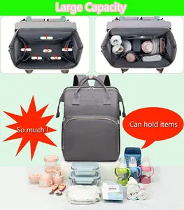 Logo Custom Mummy Travel Durable Large Capacity Multi-Pocket Foldable Multi-functional Diaper Bag Mummy Backpack