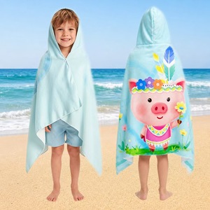 Asciugamano da Spiaggia con Cappuccio per Bambini <span class=keywords><strong>Verde</strong></span> <span class=keywords><strong>Menta</strong></span> - Asciugatura Rapida, Assorbente, Resistente alla Sabbia, per Nuoto - Product Image 2