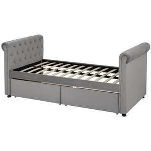 Modern Stylish Sturdy Fabric Living Room Sofa Twin Single Linen Fabric <strong>Day</strong> <strong>Bed</strong> Sofa <strong>Beds</strong> <strong>With</strong> Two <strong>Drawers</strong> - Product Image 2