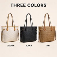 Sac fourre-tout en cuir PU gaufré avec finition beige et quincaillerie dorée, grande capacité, sac à bandoulière pour femme, fournisseur en gros