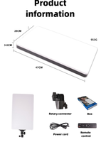 Panneau lumineux vidéo LED 80W 24 pouces pleine écran, lampe de remplissage à écran plat avec télécommande, éclairage photographique pour studio photo