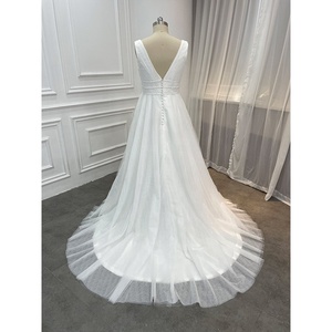 Vestidos de <span class=keywords><strong>Novia</strong></span> Baratos de Fabricante, Vestidos de <span class=keywords><strong>Novia</strong></span> Blancos Brillantes con Cuello en V, <span class=keywords><strong>Vestido</strong></span> de <span class=keywords><strong>Novia</strong></span> Africano de Talla Grande para Boda <span class=keywords><strong>Civil</strong></span> - Product Image 3