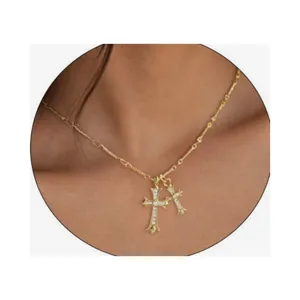 Collana con ciondolo a croce con ciondolo a forma di croce di diamanti alla moda girocollo Delicate gioielli per la fede regali religiosi per le donne