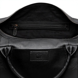 Premium Black Leather Duffel <b>Bag</b> for <b>Men</b> Travel Gym Weekender Overnight Carry On Luggage with <b>Shoulder</b> Strap - Product Image 5