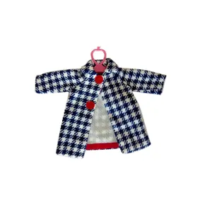 Blythe-ropa de muñeca para niñas, chaqueta a cuadros, hecha a mano